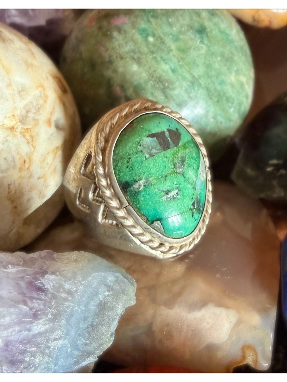 Vintage Authentic Native American Silver and Turquoise Ring